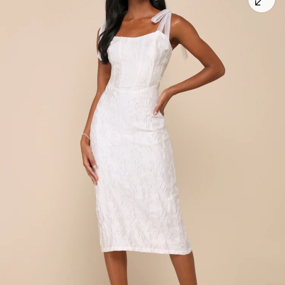 Lulu's White Lace Midi Dress
